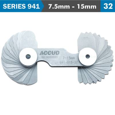 RADIUS GAUGE 7.5MM-15MM 16 X 2 LEAVES 0.03MM ACC. CONCAVE & CONVEX SUR — image 1