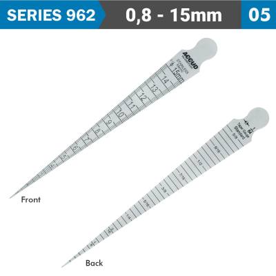 TAPER GAUGE 0.8-15MM 0.05MM GRAD. 0.05MM ACC. S/STEEL — image 1