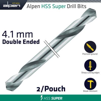 HSS SUPER DRILL BIT DOUBLE ENDED 4.1MM 2/POUCH — image 1