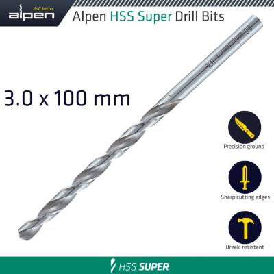 HSS DRILL BIT LONG 3 X 100MM BULK — image 1