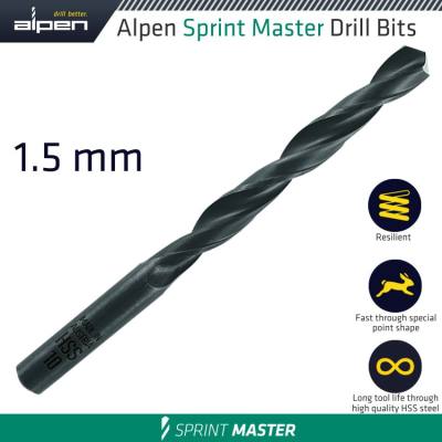HSS SPRINT MASTER 1.5MM X1 615015 SLEEVED DIN338 ALPEN DRILL BIT — image 1