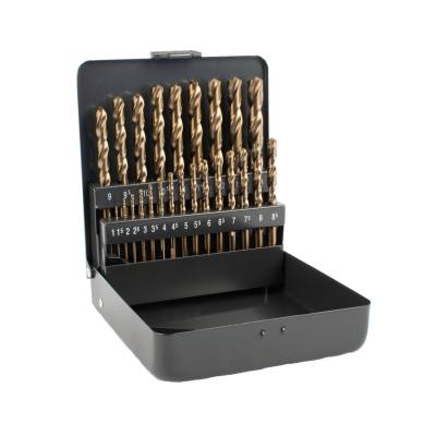 HSS COBALT DRILL BIT SET 25 PIECE 1-13MM X 0.5  3- SIDED IN METAL CASE — image 1