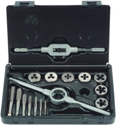 TAP & DIE SET 16 PIECE M3 - M12 HSS WITH DIE HOLDER & TAP WRENCH — image 1