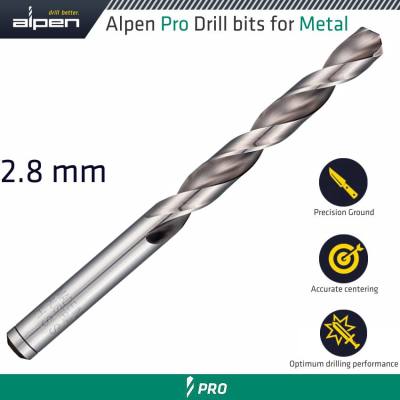 ALPEN PRO 2.8 MM HSS DRILL DIN 338 RN 135 WITH SPLIT POINT BULK — image 1