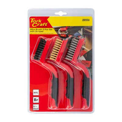 SOFT GRIP WIDE BRUSH SET BRASS STAINLESS NYLON IN BLISTER TCW — image 1