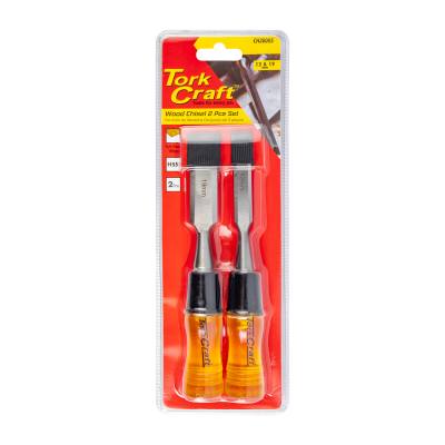 WOOD CHISEL 100MM BLADE 2PC 12/19MM WITH PVC HANDLE — image 1