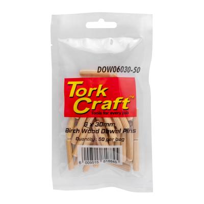 DOWELS 6 X 30MM 50 PER BAG (BIRCH WOOD) — image 1