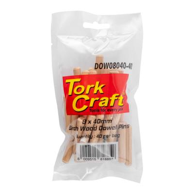 DOWELS 8 X 40MM 40 PER BAG (BIRCH WOOD) — image 1