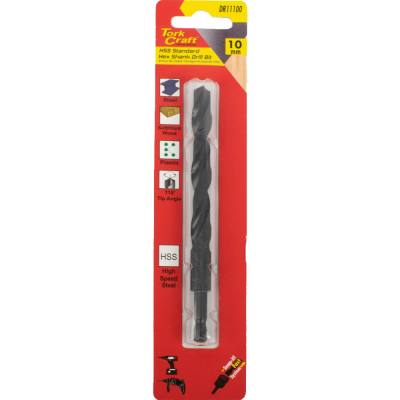 DRILL BIT HSS STANDARD 10.0MM HEX SHANK 1/CARD — image 1