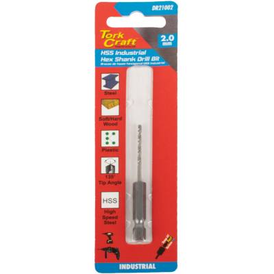 DRILL HSS 2.0MM 135DEG 1/CARD HEX SHANK INDUSTRIAL BIT — image 1