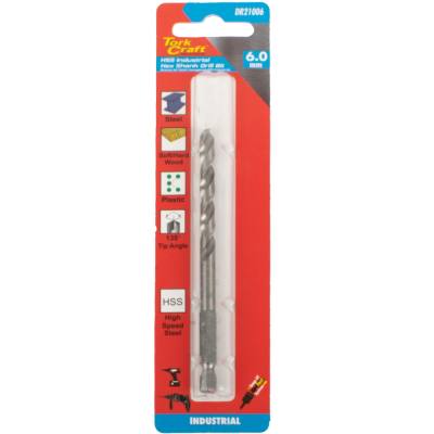 DRILL HSS 6.0MM 135DEG 1/CARD HEX SHANK INDUSTRIAL BIT — image 1