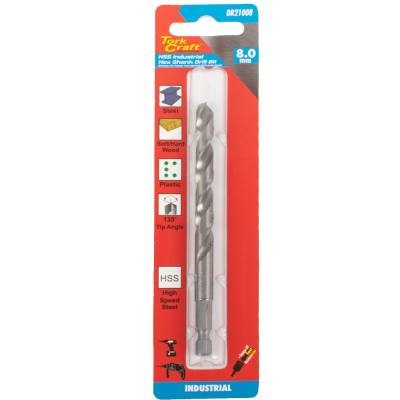 DRILL HSS 8.0MM 135DEG 1/CARD HEX SHANK INDUSTRIAL BIT — image 1