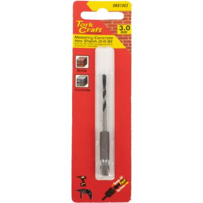 DRILL BIT MASONRY/CONCRETE 3.0MM HEX SHANK 1/CARD — image 1