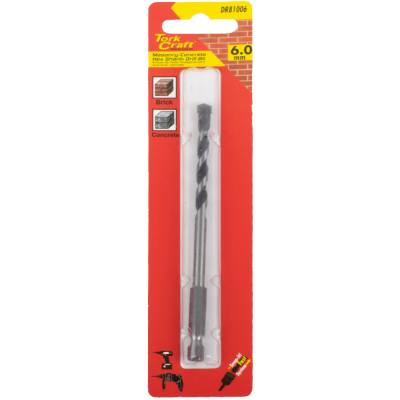 DRILL BIT MASONRY/CONCRETE 6.0MM HEX SHANK 1/CARD — image 1