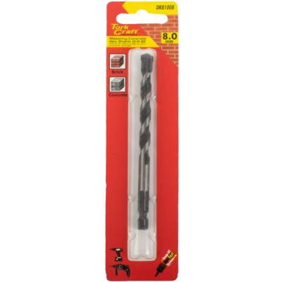 DRILL BIT MASONRY/CONCRETE 8.0MM HEX SHANK 1/CARD — image 1