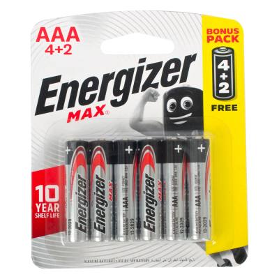 MAX AAA BATTERY-6PACK 4+2 FREE ENERGIZER — image 1