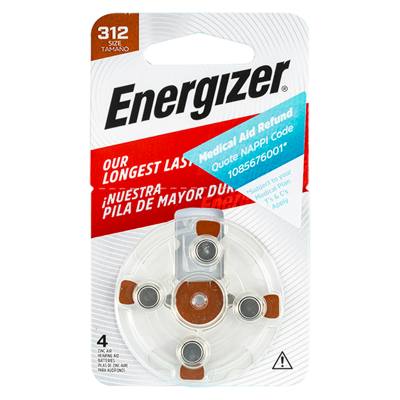 HEARING AID BATTERY 312 BROWN-4PACK ZINC AIR ENERGIZER — image 1