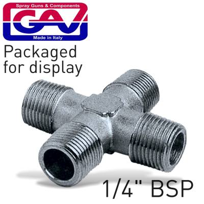 4-WAY CONNECTOR 1/4' MMMM PACKAGED — image 1