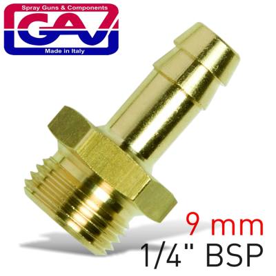 BRASS HOSE TAIL 1/4 M X 9MM — image 1