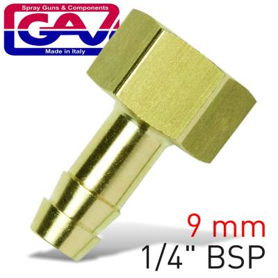 BRASS HOSE TAIL 1/4 F X 9MM — image 1