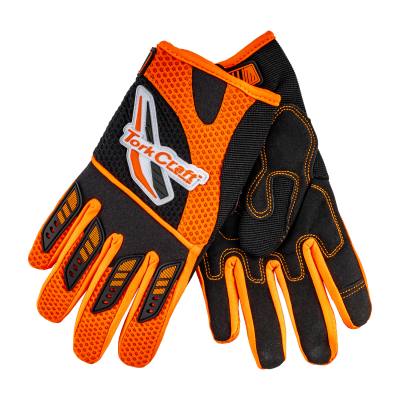 LIMITED EDIT. LARGE  RACING GLOVE ORANGE SYN. LEATHER — image 1