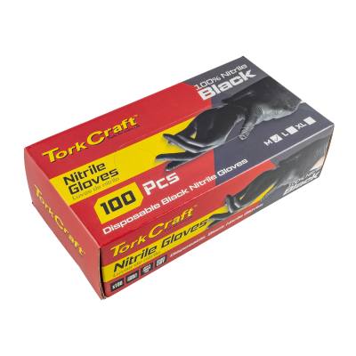 NITRILE GLOVE L/DUTY MEDIUM BLACK 100PC T/BOX — image 1