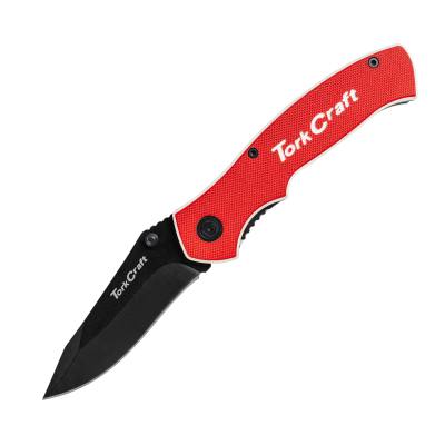 KNIFE FOLDABLE UTILITY RED WITH G10 MATERIAL HANDLE AND BELT CLIP — image 1