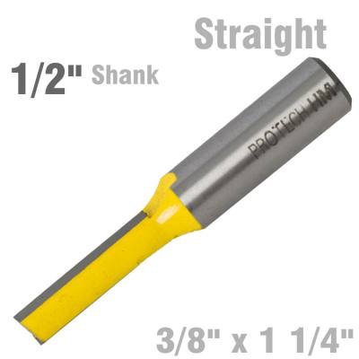 STRAIGHT BIT 3/8'(9.5MM) X 1 1/4'(31.8MM) CUT 2 FLUTE WITH BOTTOM CUT — image 1