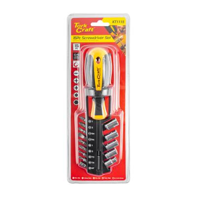 15PC SCREWDRIVER SET WITH BITS SOCKETS AND BELT CLIP — image 1