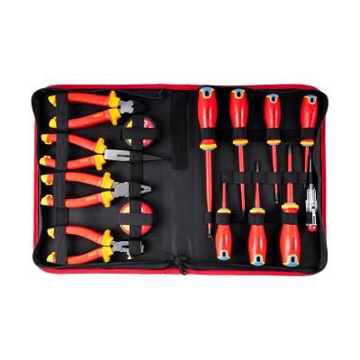 14PC SCREWDRIVER PH SL & PLIERS SET ELECTRICIANS INSULATED VDE IN CASE — image 1