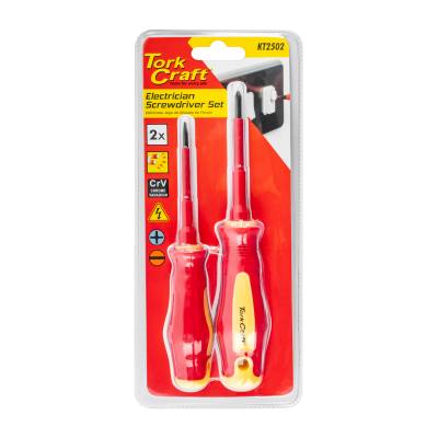 2PC SCREWDRIVER INSULATED VDE 3.5X75MM SLOTTED & PH1X80MM — image 1