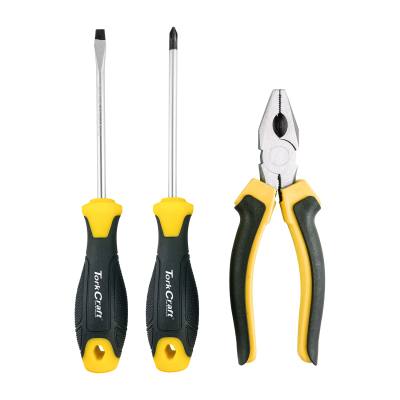 3PC SCREWDRIVER SL5X100MM & PH2X100MM & 160MM COMBINATION PLIER — image 1