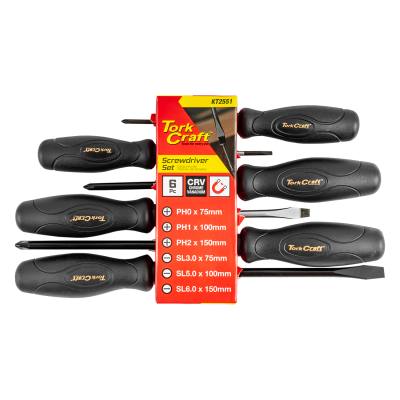6PC SCREWDRIVER SET BLACK HANDLE — image 1