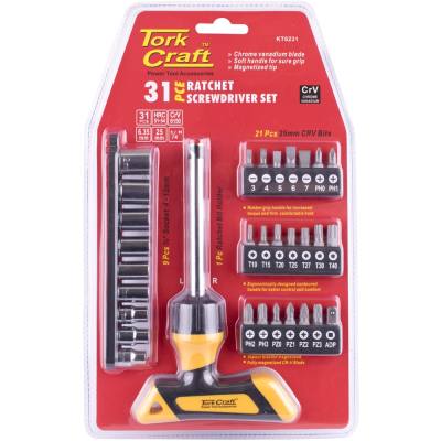 31PC SCREWDRIVER RATCHET T-HANDLE BIT SET — image 1