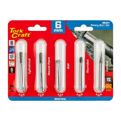 ROTARY BURR SET 5 PC ASSTD 6MM DIA TUNGSTEN — image 1