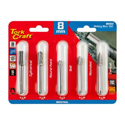 ROTARY BURR SET 5 PC ASSTD 8MM DIA TUNGSTEN — image 1