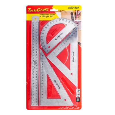 PROTRACTOR RULER & 2 X TRAINGLE SET 4PC — image 1