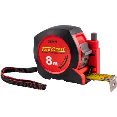 MEASURING TAPE WITH  MARKER 8M X 25MM RUBBER CASING MATT FINISH — image 1