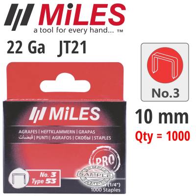 GALV STAPLES 22G JT21 10MM X 1000PCS MILES NO3 — image 1