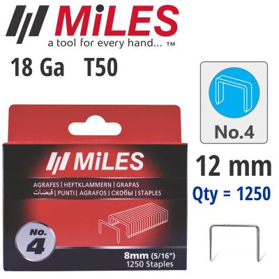 GALV STAPLES 18G T50 12MM X 1250PCS MILES NO4 — image 1