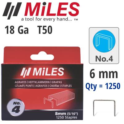 GALV STAPLES 18G T50 6MM X 1250PCS MILES NO4 — image 1