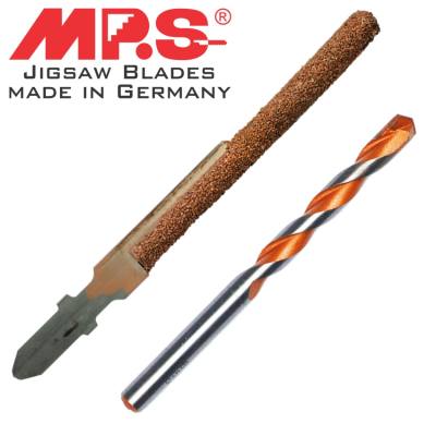JIGSAW BLADE UNIV. SET CARBIDE RASP 6MM 100/75 + DRILL BIT 6X60X100MM — image 1