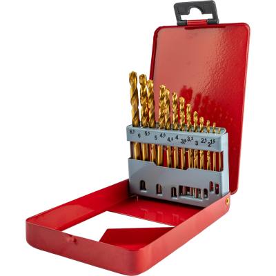 DRILL BIT SET 13PCE TIN. COATED METAL CASE — image 1