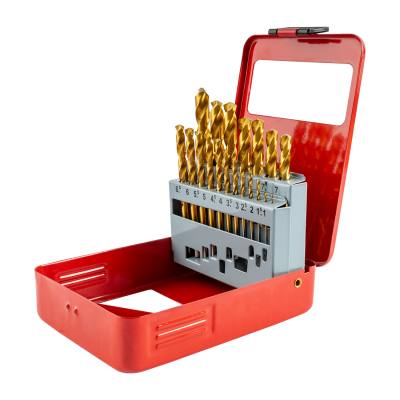 DRILL BIT SET 19PCE TIN. COATED METAL CASE — image 1