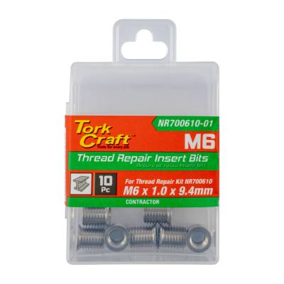 REPL. INSERT 10PC M6 X 1.0 X 9.4MM S/STEEL FOR NR700610 — image 1