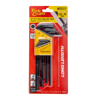 HEX KEY SET 10PC BALL POINT 1.5-10MM CARDED CR-V — image 1