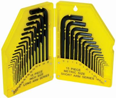30PC ALLEN KEY SET 0.7-10 METRIC & IMPERIAL SIZES IN PLASTIC CASE — image 1