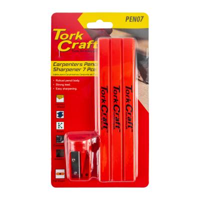 7PC TORK CRAFT CARPENTERS PENCIL SET 6 X PENCIL 1 X SHARPENER — image 1