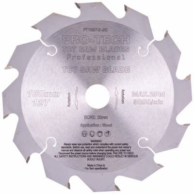 SAW BLADE TCT 160X2.2X20X12T WOOD PROF. PRO-TECH FES. TS55 PW12 — image 1