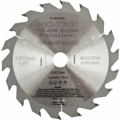 SAW BLADE TCT 160X2.2X20X18T WOOD PROF. PRO-TECH FES. TS55 PW1 — image 1